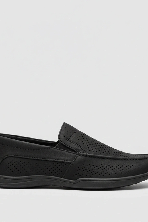 Schwarze perforierte Herren Mokassins...