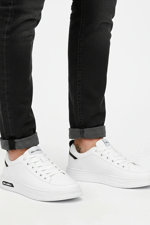 Weiße Herren-Sneaker mit elastischen...