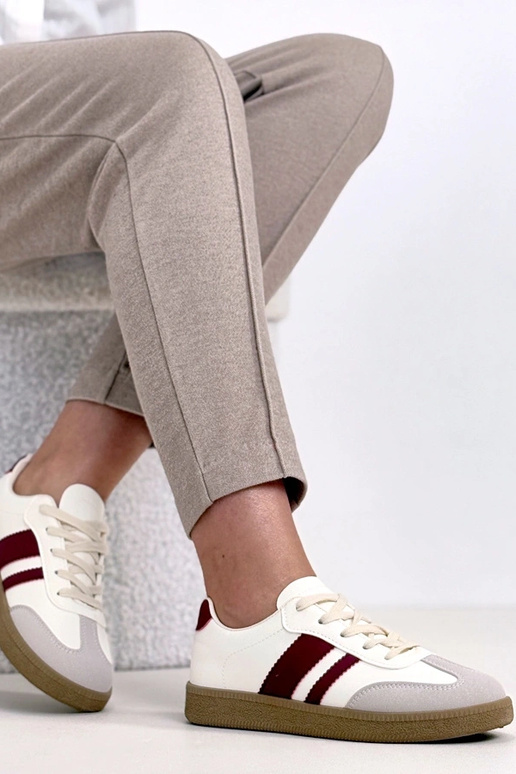 Cremefarbene Alltags-Sneaker mit...