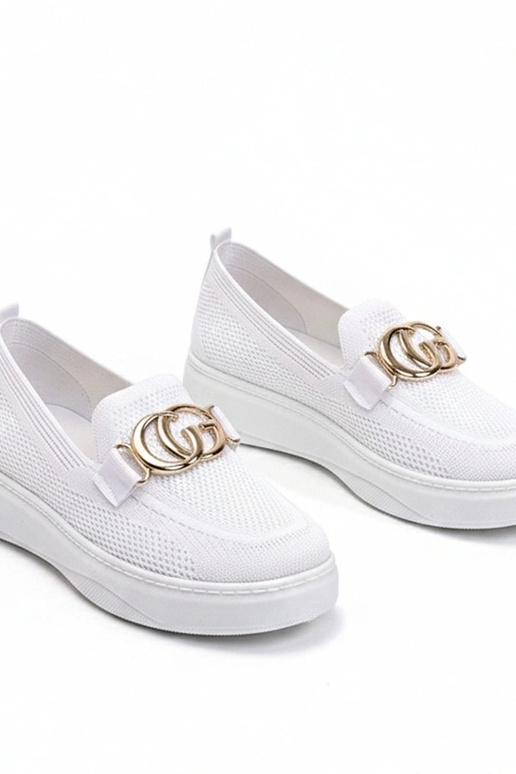 Weiße Slip-On-Stoff-Sneaker mit...