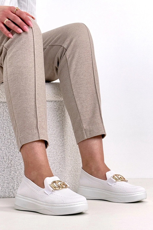 Weiße Slip-On-Stoff-Sneaker mit...