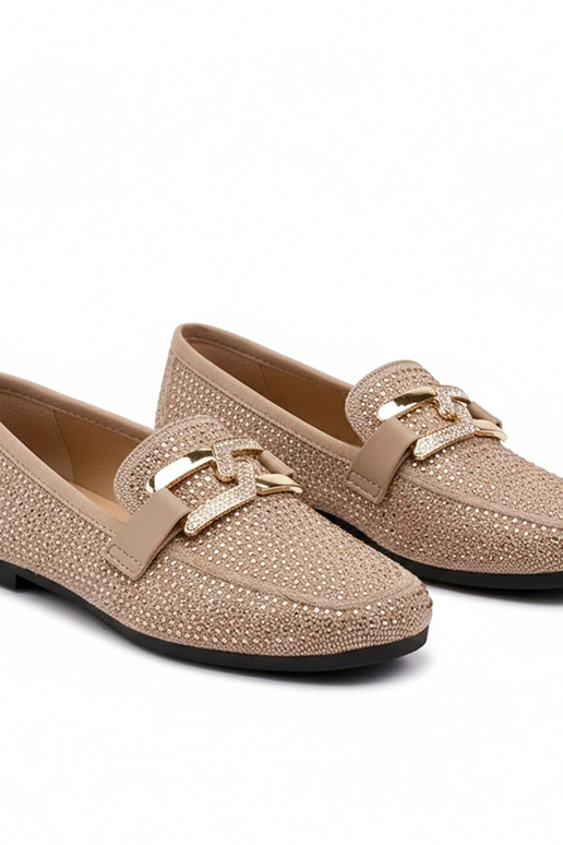 Braune Mokassins mit Zirkonia Penelope