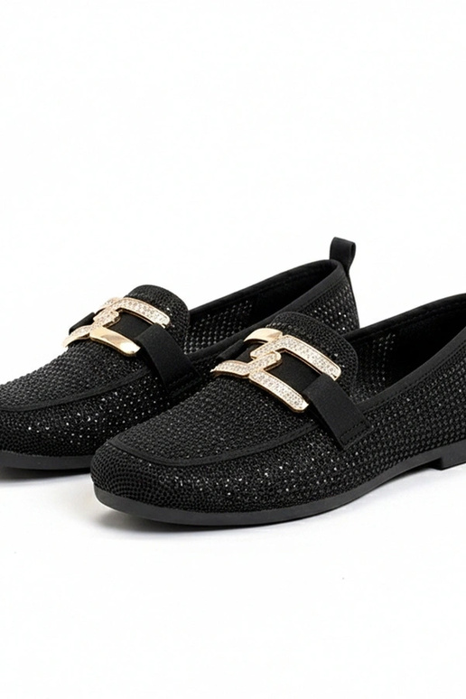 Schwarze Mokassins mit Zirkonia Penelope