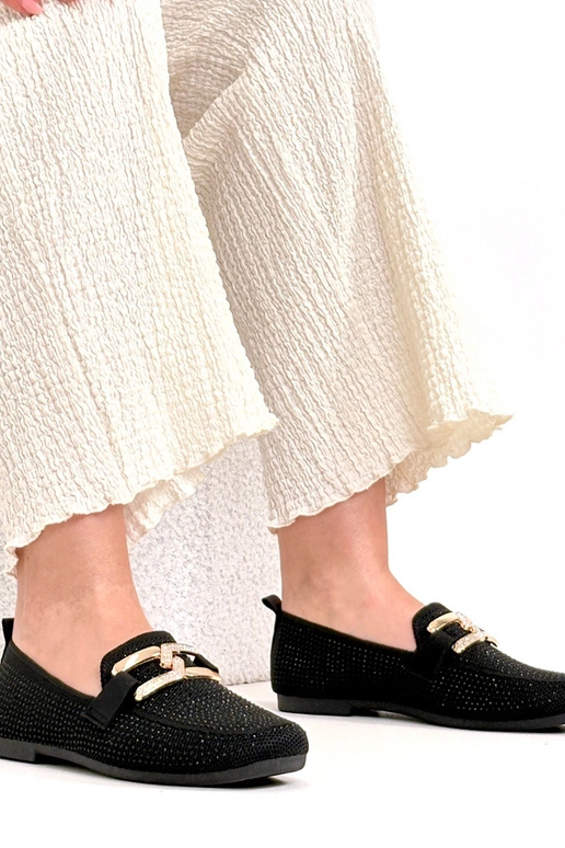 Schwarze Mokassins mit Zirkonia Penelope