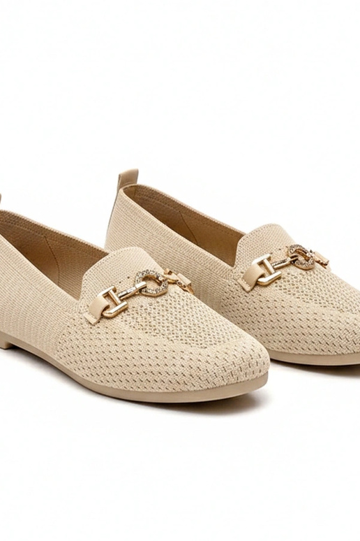 Sandfarbene Stoff-Mokassins mit...