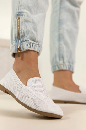 Weiße Stoff-Mokassins Addison