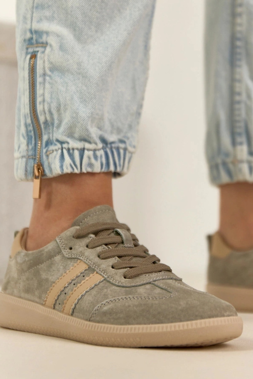 Khaki Leder-Sportschuhe Filippo