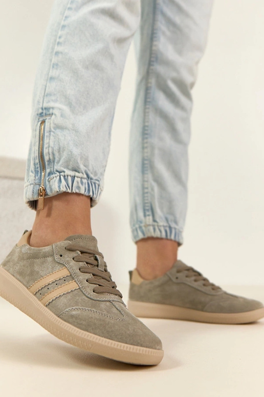 Khaki Leder-Sportschuhe Filippo