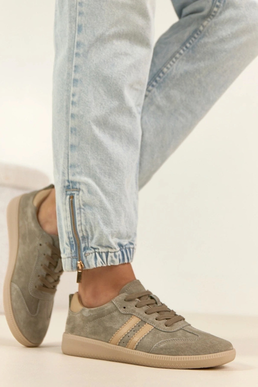 Khaki Leder-Sportschuhe Filippo