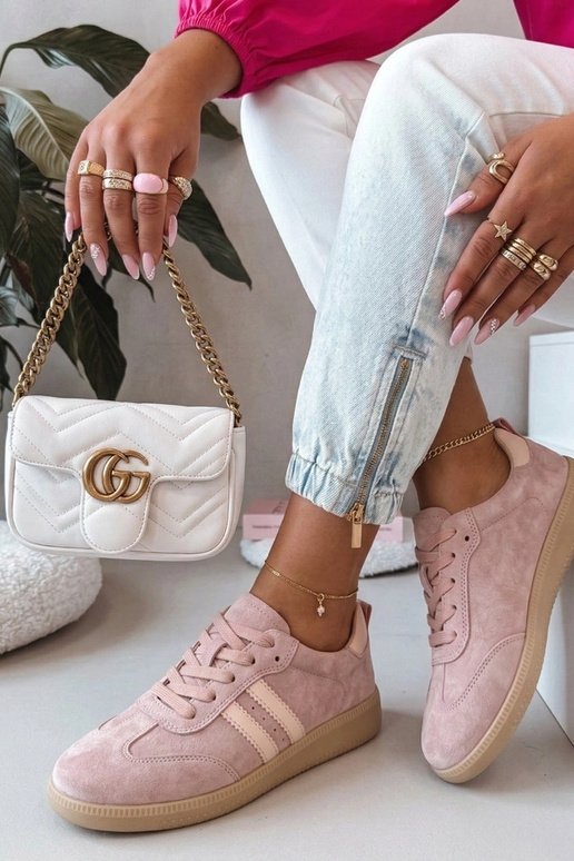 Rosa Leder-Sportschuhe Filippo