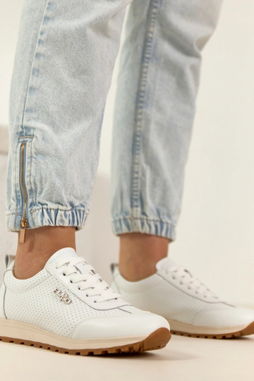 Weiße perforierte Leder-Sneaker Filippo 2