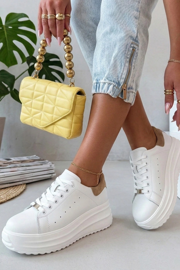 Weiße Leder-Sneaker mit Plateau Filippo