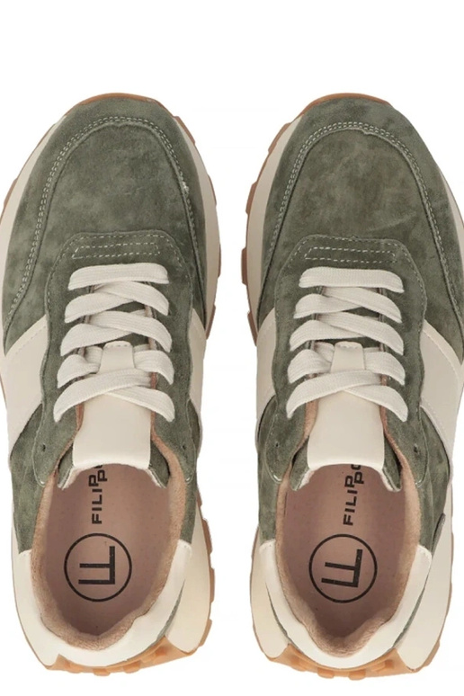 Grüne Leder-Schuhe mit Plateau Filippo