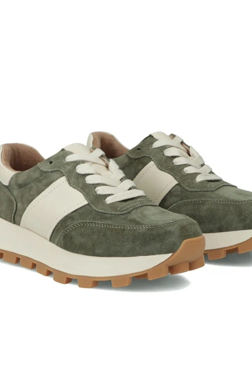 Grüne Leder-Schuhe mit Plateau Filippo