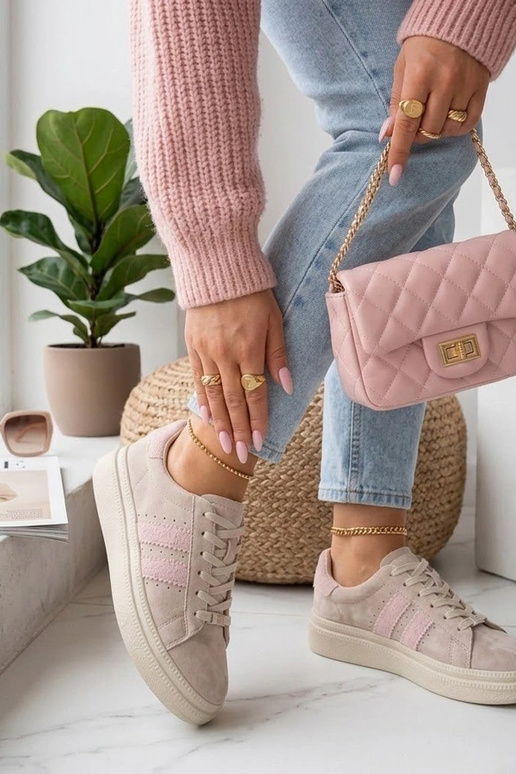 Beige Leder-Schuhe mit Plateau Filippo