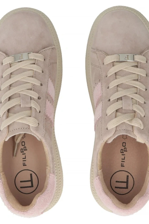 Beige Leder-Schuhe mit Plateau Filippo