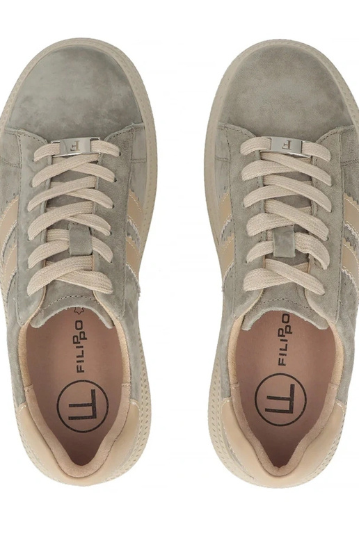 Graue Leder-Schuhe mit Plateau Filippo