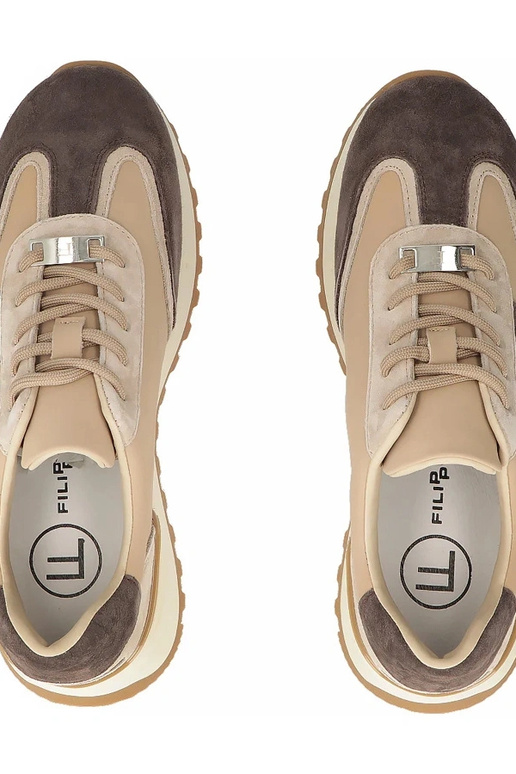 Braune Leder-Schuhe mit Plateau Filippo