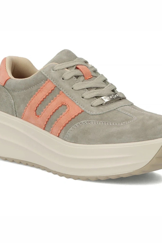 Graue Leder-Schuhe mit Plateau Filippo