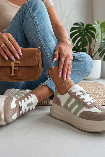 Beige Leder-Schuhe mit... 2