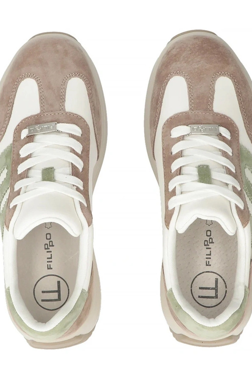 Beige Leder-Schuhe mit Plateau Filippo