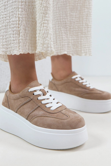 Beige Leder-Schuhe mit... 2