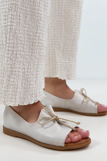 Grau Leder Ballerinas mit offener Spitze Cambell 2