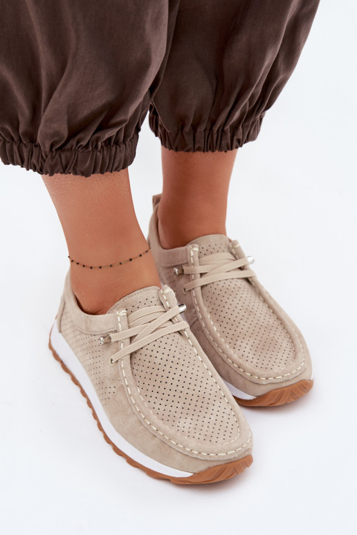 Schuhe FemininErmöglichtturalnego aus INildlederu Beige Amela