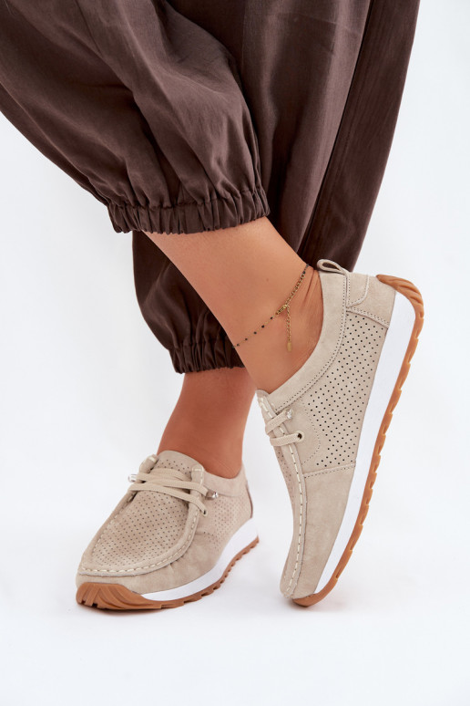 Schuhe FemininErmöglichtturalnego aus INildlederu Beige Amela