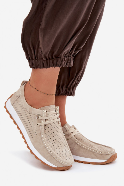 Schuhe FemininErmöglichtturalnego aus INildlederu Beige Amela
