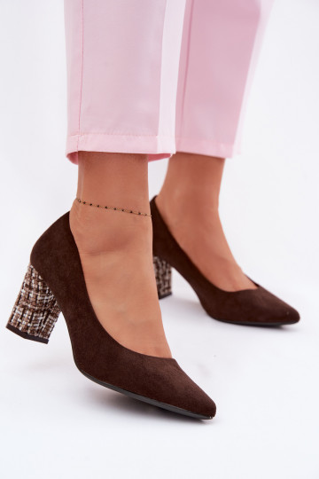Schuhe aus künstlichem Wildleder mit stylischem Absatz Sergio Leone PB414 in Schokoladenfarbe 2