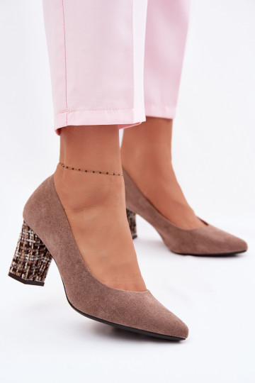 Schuheaus Öko-INildlederu mit stylischem Absatz Sergio Leone PB414 braune Farbe 2