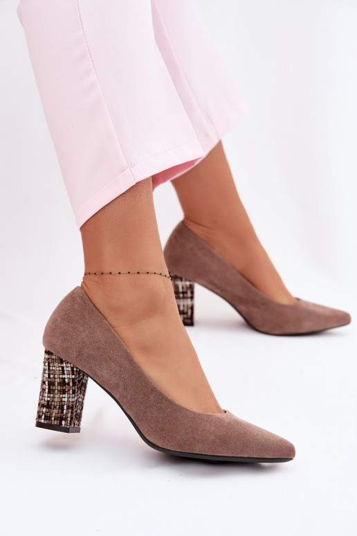 Schuheaus Öko-INildlederu mit stylischem Absatz Sergio Leone PB414 braune Farbe