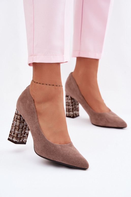 INildlederschuhe mit stylischem Absatz Sergio Leone PB216 braune Farbe