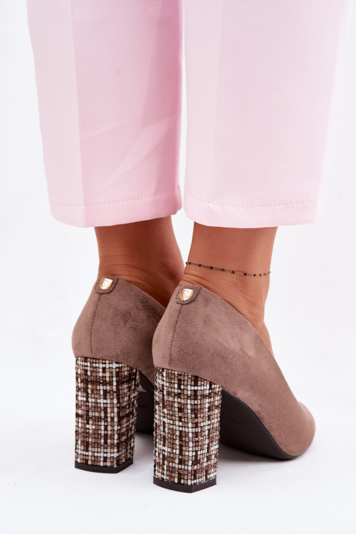 INildlederschuhe mit stylischem Absatz Sergio Leone PB216 braune Farbe