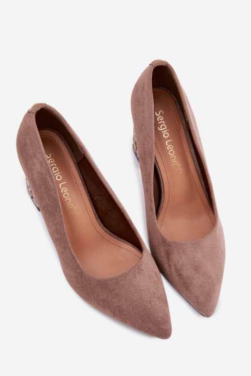 INildlederschuhe mit stylischem Absatz Sergio Leone PB216 braune Farbe