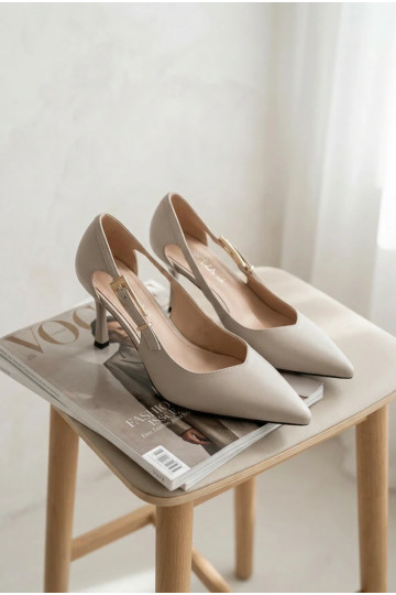 High Heels mit Ausschnitten und Schnallen Vinceza 62288 grau