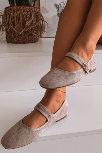 Ballerinas mit Riemen I Złotą mit Schnallen Beige Kelisa
