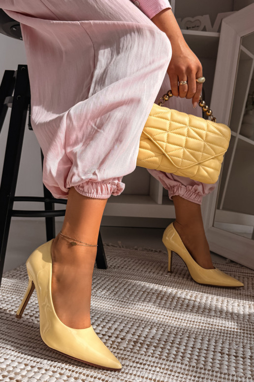 Klassische Lack-High-HeelsImitacji Skóry gelbe Farbe Odira