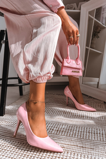 Klassische lackierte High Heels in Rosa aus Kunstleder Odira