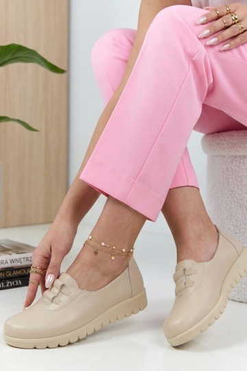 Sandfarbene Halbschuhe mit niedrigem Absatz Genevie 2