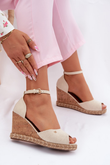 Damen Sandalen mit Plateau und Flecht-Details Wrangler 20261086.06V in Elfenbein