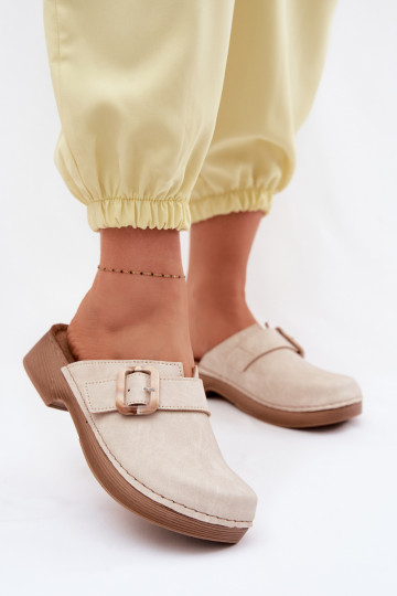Damen-Clogs mit Schnallen Inblu TF000003 elfenbeinfarben