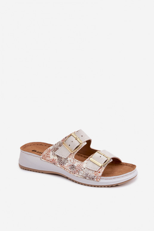 Damenhausschuhe mit Schnallen Inblu SD000001 elfenbeinfarbe