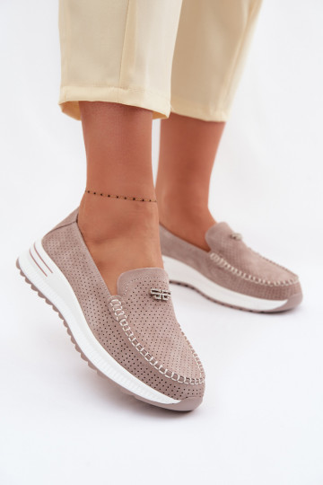 Damen-Suede-Mokassins Demela sandfarben 2
