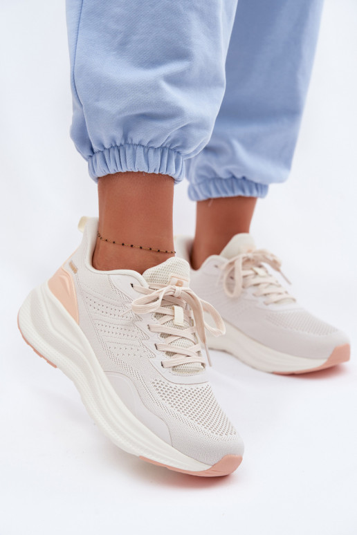 Turnschuhe Feminin mit einer Plattform Beige Gelirae