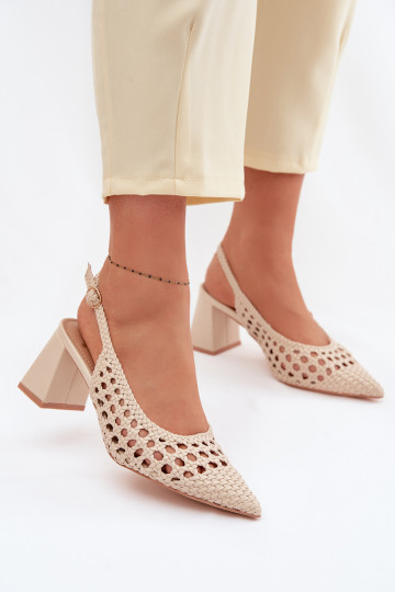 mit Schriften Damen-Sandalen mit hohen Absätzen Beige Kedira 2