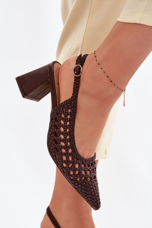 mit Schriften Damen-Sandalen mit hohen Absätzen CzekoladoZue Kedira