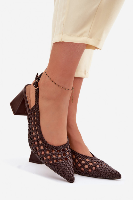 mit Schriften Damen-Sandalen mit hohen Absätzen CzekoladoZue Kedira