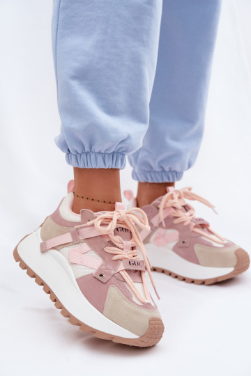 Sneakers Stilvollllschuhe mit einer PlattformErmöglichtturalnego aus INildlederu GOE TT2N4022 pinke Farbe 2